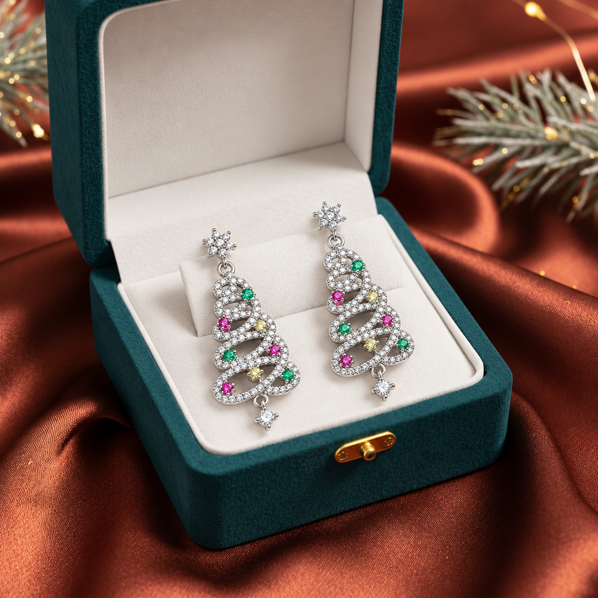 Shiny Christmas Tree Earrings