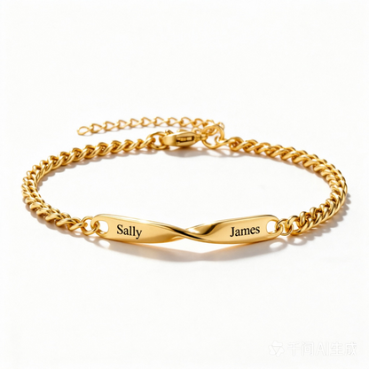 Mother And Son Connected By Heart Custom Name Bracelet