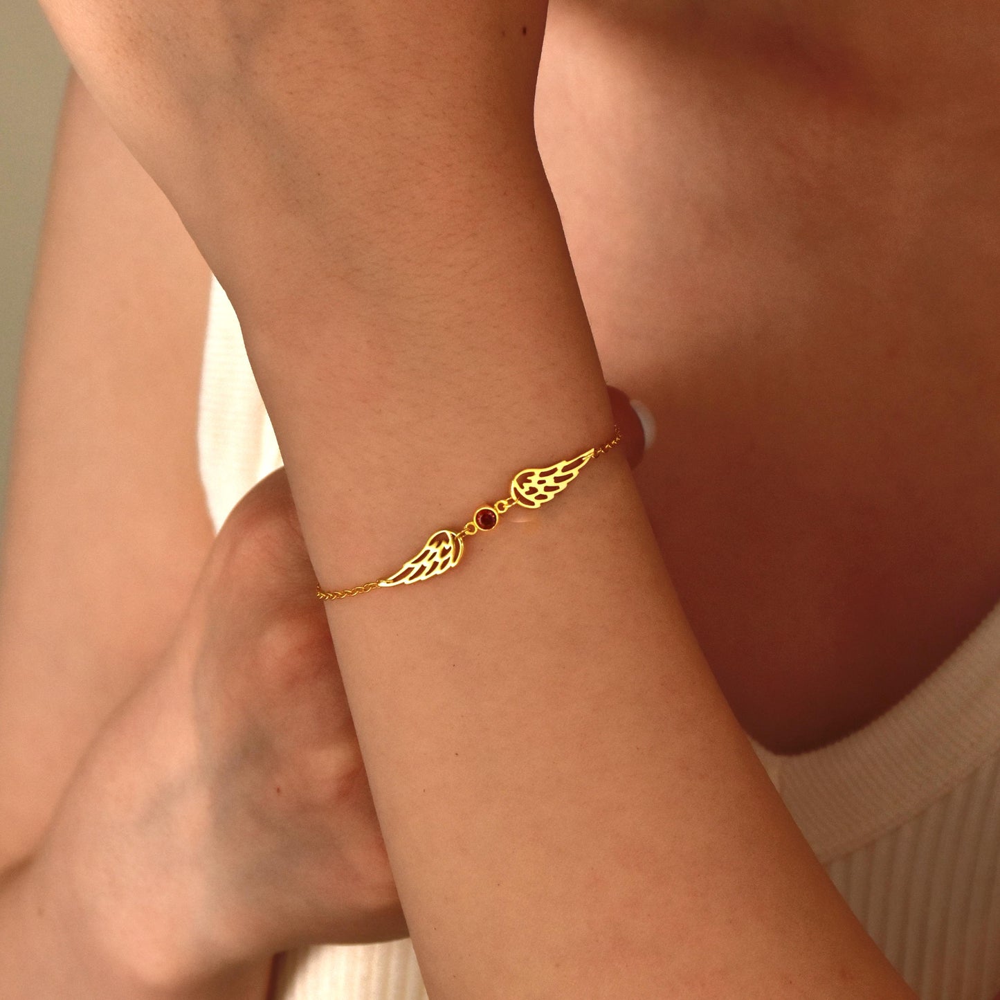 For Memorial- I'm a Wife to a Husband Custom Birthstone Wing Bracelet