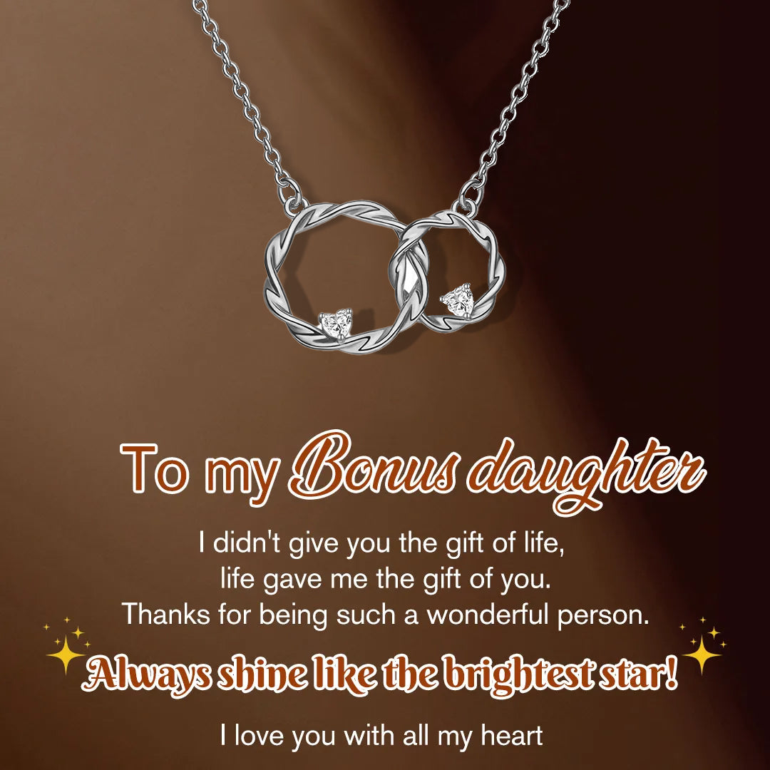 For Bonus Daughter - WE ARE FOREVER LINKED TOGETHER DOUBLE CIRCLE NECKLACE