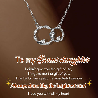 For Bonus Daughter - WE ARE FOREVER LINKED TOGETHER DOUBLE CIRCLE NECKLACE