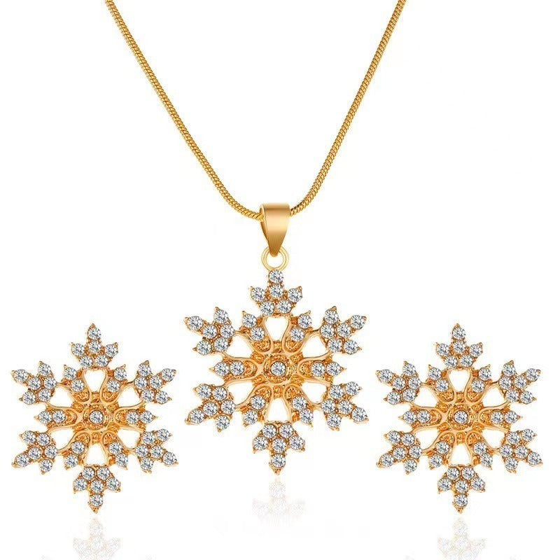 🔥Summer Hot Sale🌊	Diamonds Snowflake Earrings Necklace Set