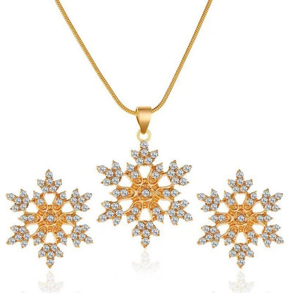 🔥Summer Hot Sale🌊	Diamonds Snowflake Earrings Necklace Set