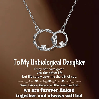 FOR UNBIOLOGICAL DAUGHTER - WE ARE FOREVER LINKED TOGETHER DOUBLE CIRCLE NECKLACE