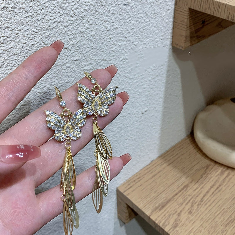 🔥Summer Hot Sale🌊	- Butterfly Wing Tassel Earrings