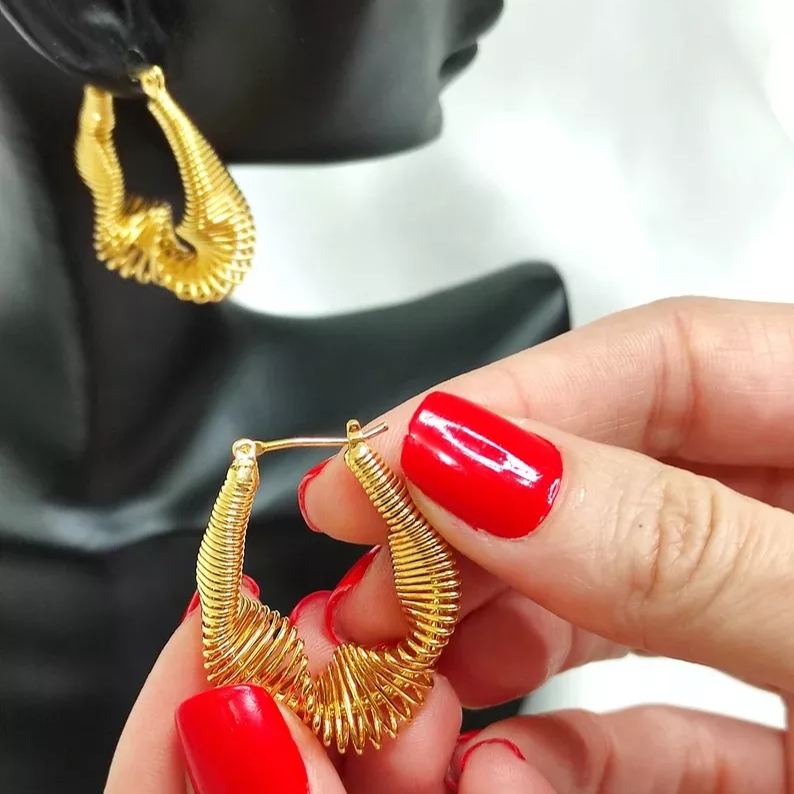 Golden French Style Wavy Earrings