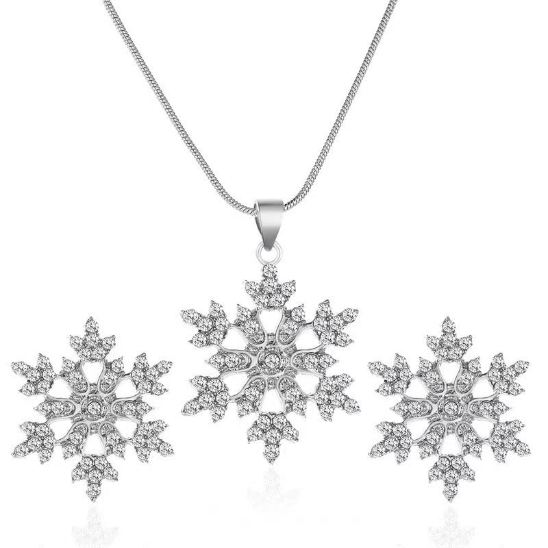 🔥Summer Hot Sale🌊	Diamonds Snowflake Earrings Necklace Set