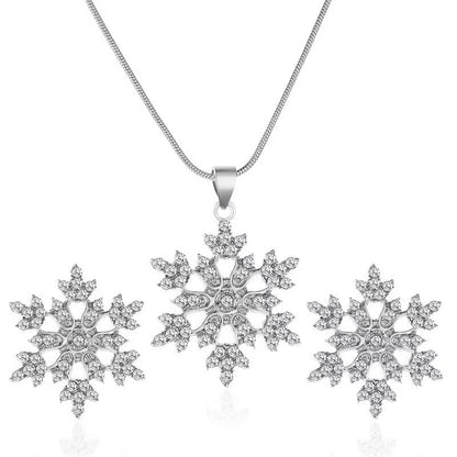🔥Summer Hot Sale🌊	Diamonds Snowflake Earrings Necklace Set