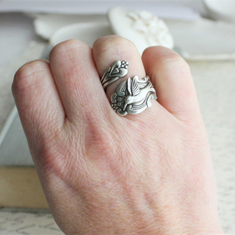 Hummingbird Spoon Memorial Ring