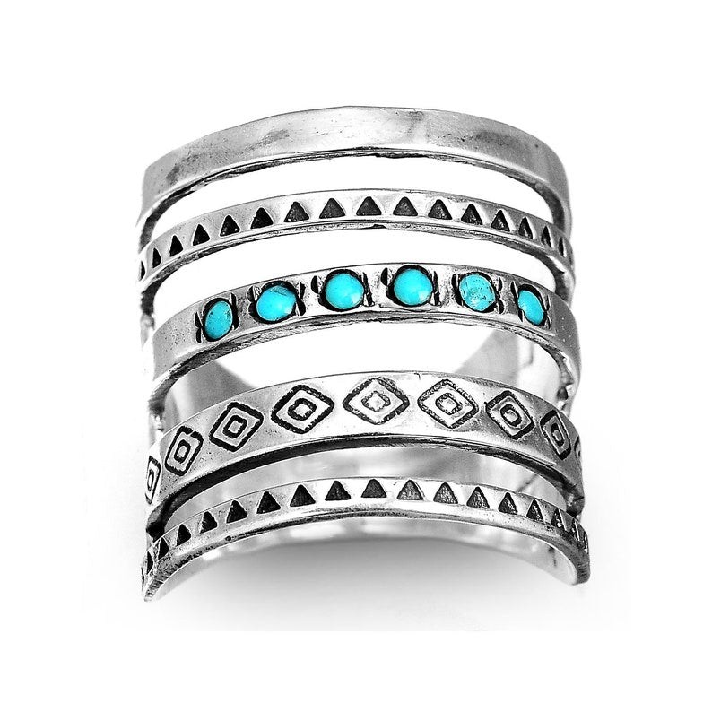 Bohemian Turquoise Engraved Ring
