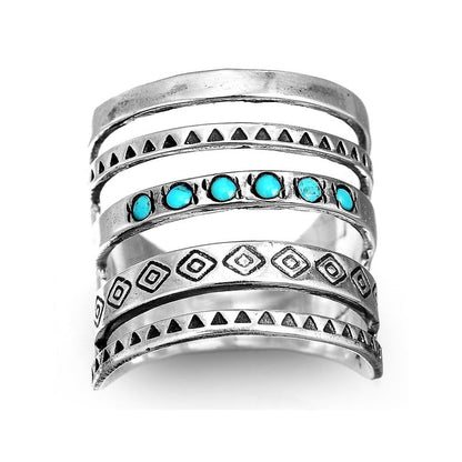 Bohemian Turquoise Engraved Ring