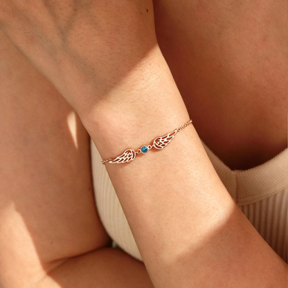 For Memorial- I'm a Wife to a Husband Custom Birthstone Wing Bracelet