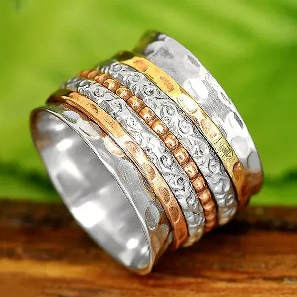 Bohemian Meditation Wide Band Spinner Ring
