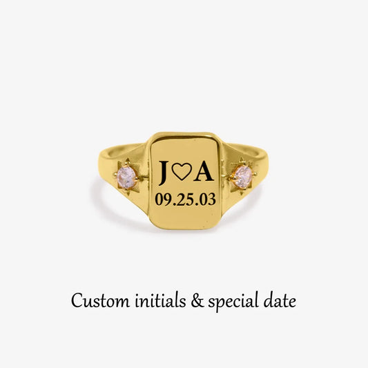 BELOVE CUSTOM INITIAL & SPECIAL DATE RING