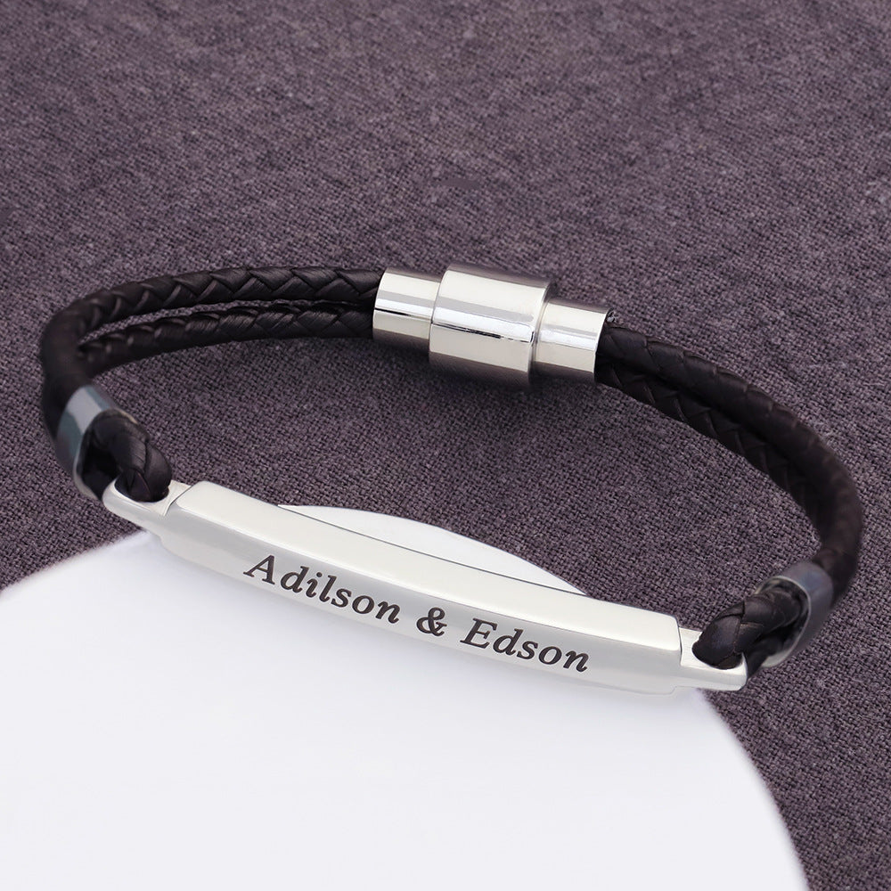 "To My Grandson" Family Bonds - Linked Forever Leather Bracelet