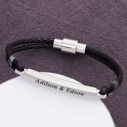 "To My Grandson" Family Bonds - Linked Forever Leather Bracelet