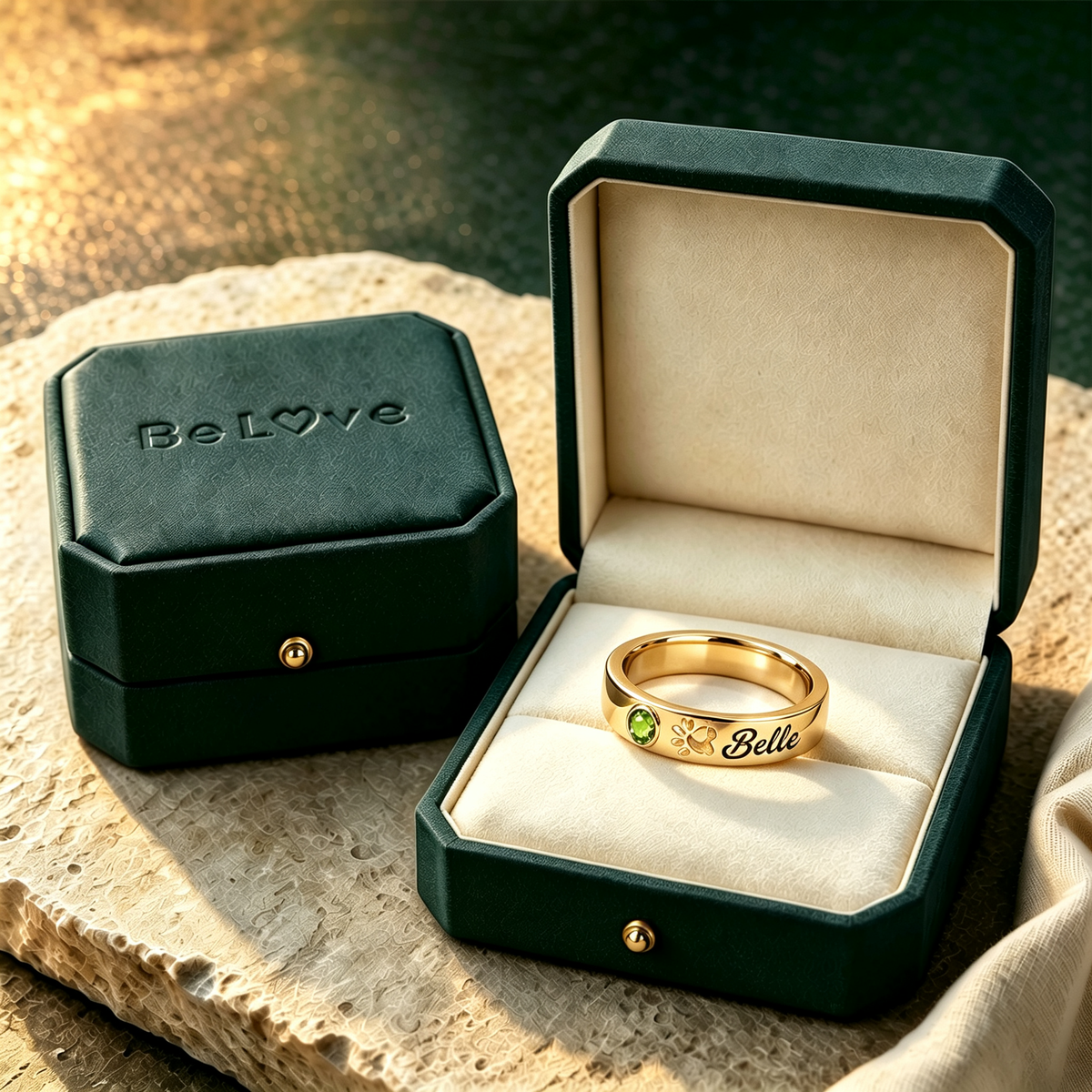 My Four Legged Angel Is Always Near By Custom Name & Birthstone Ring