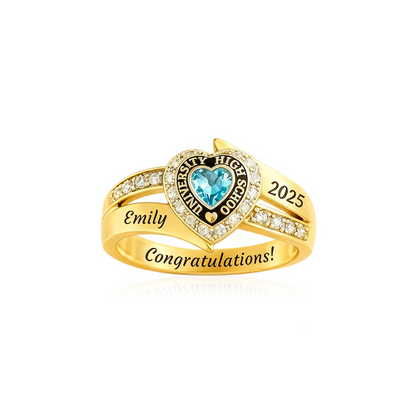 Personalized Engraved Birthstone Graduation Ring - Gifts for Graduates