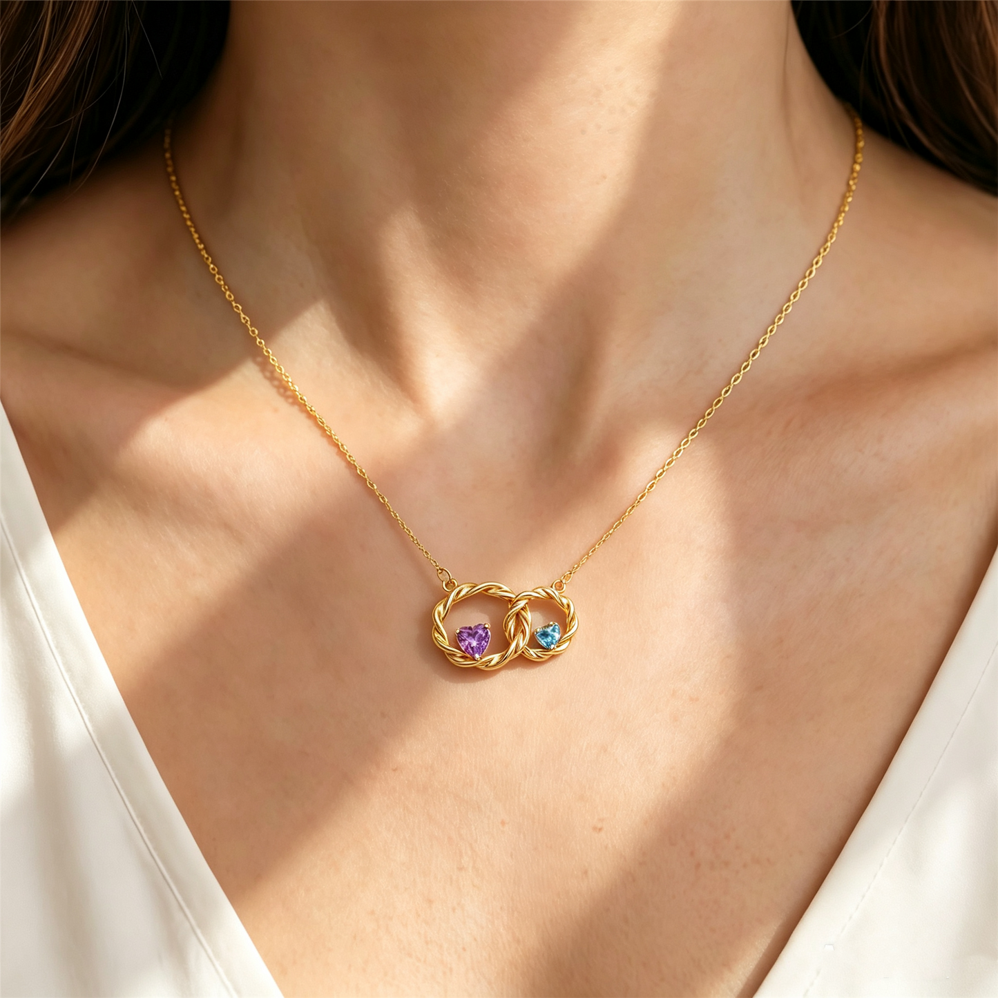 For My Daughter- I Always With You Custom Double Birthstones Necklace
