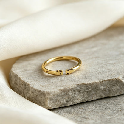 For Love- Custom Two Initial Ring