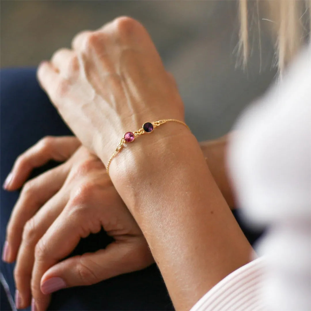 For Friend-Not Sisters By Blood But Sisters By Heart Custom Birthstones Bracelet