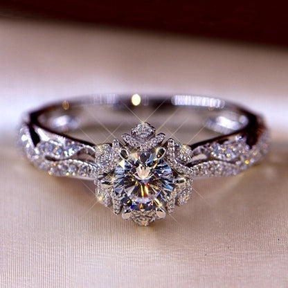 Snowflake Design Moissanite Ring