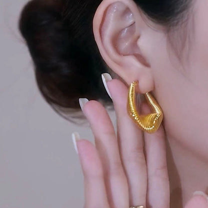 Golden French Style Wavy Earrings