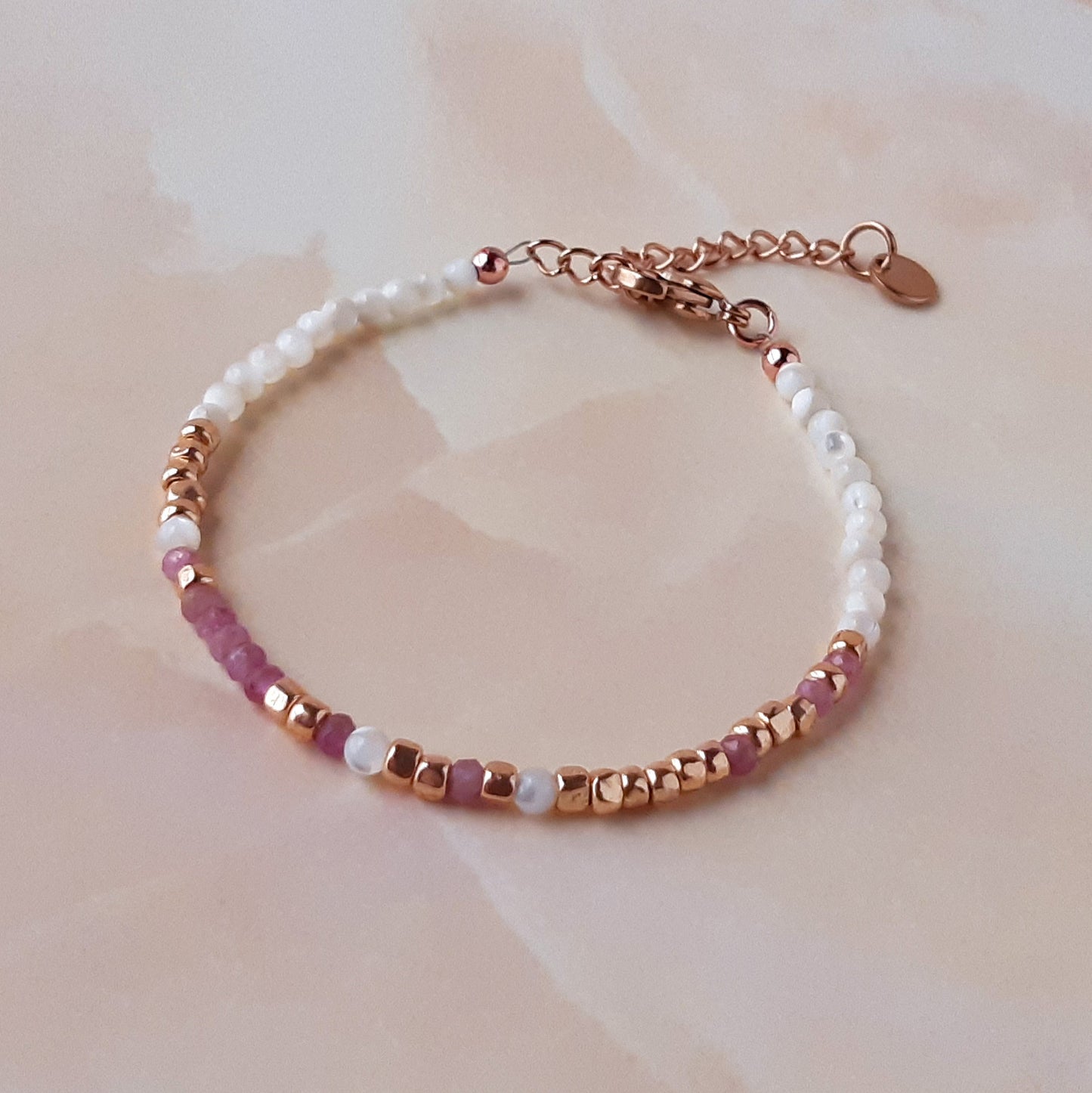 'F*ck Cancer' Pink Tourmaline Morse Code Breast Cancer Bracelet