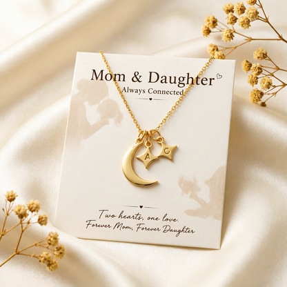 For Love- Custom Moon and Star Necklace