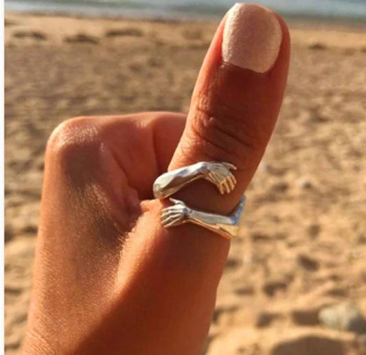 Hug Ring - Couple Love Hugging Hand Stackable Ring
