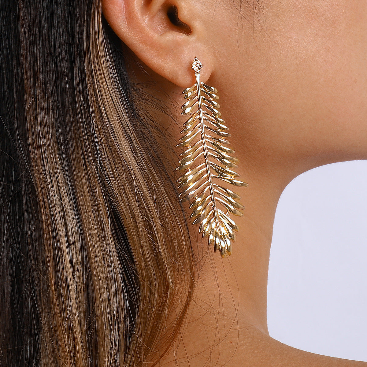 Palm Leaf Big Tassel Earrings