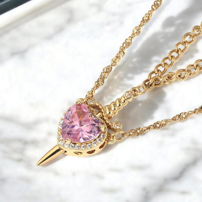 Heart and Sword Pendant Necklace - Couple Necklaces