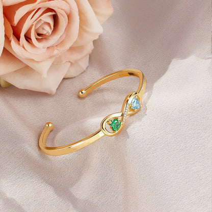 To My Granddaughter- Keep Me In Your Heart Infinity Custom Birthstones Bracelet