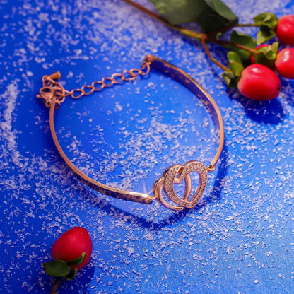 Mother & Daughter Forever Linked Together Double Heart Bracelet