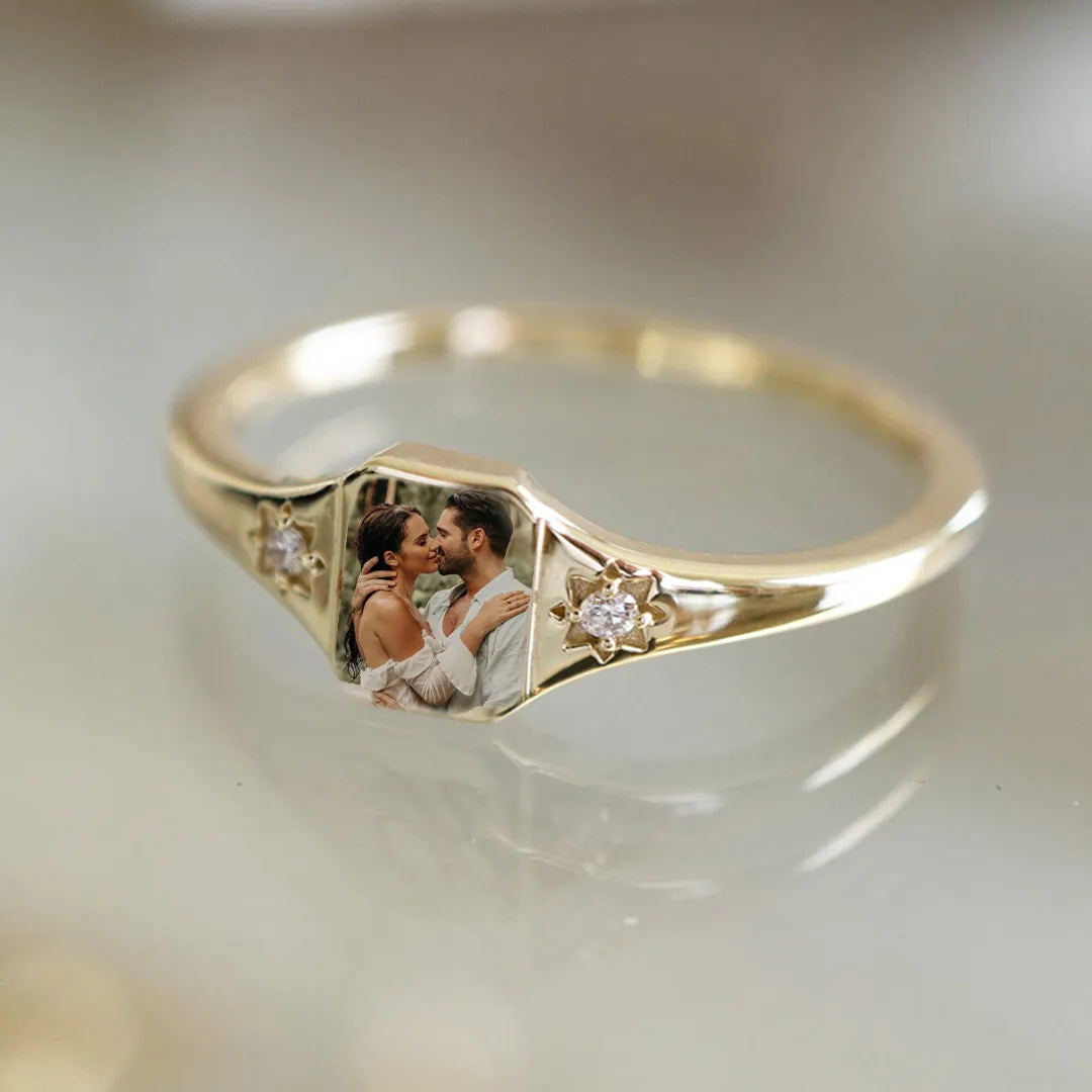 For Love-Photo Birthstone Custom Ring