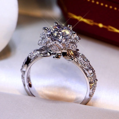 Snowflake Design Moissanite Ring