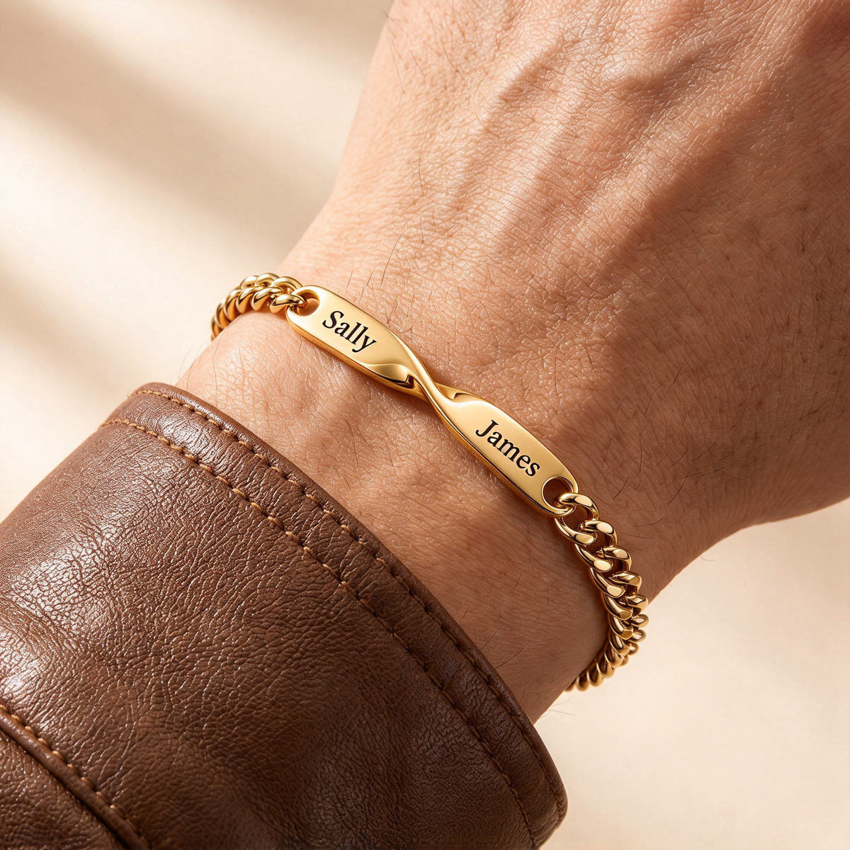 Mother And Son Connected By Heart Custom Name Bracelet