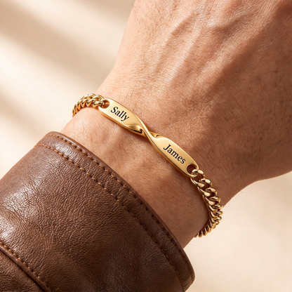 Mother And Son Connected By Heart Custom Name Bracelet