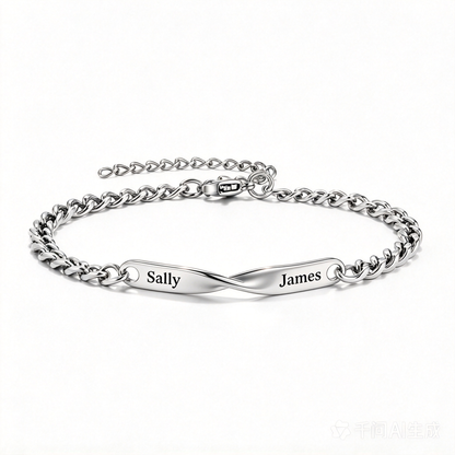 Mother And Son Connected By Heart Custom Name Bracelet