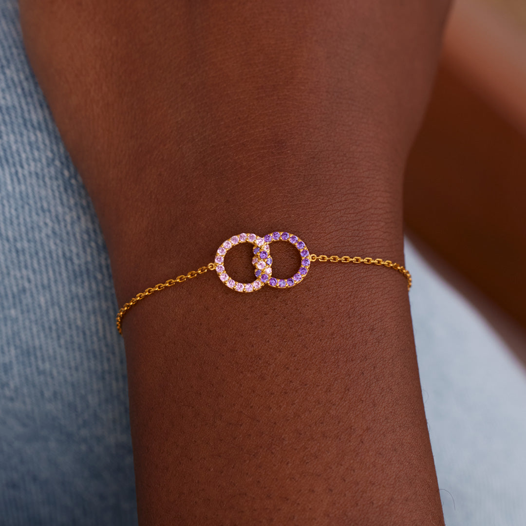 Mother & Daughter Birthstone Knitted Interlocking Bracelet