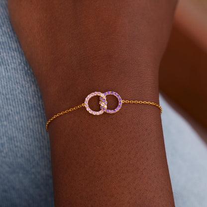 Mother & Daughter Birthstone Knitted Interlocking Bracelet