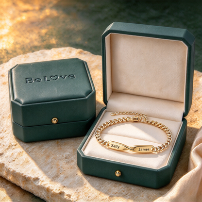Mother And Son Connected By Heart Custom Name Bracelet