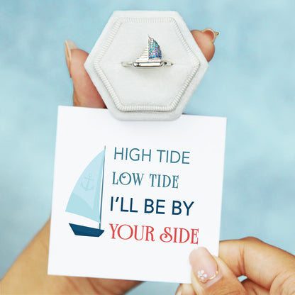 High Tide Or Low Tide Sailing Ship Ring