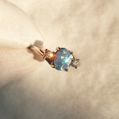 Oval Cut Fire Opal Ring