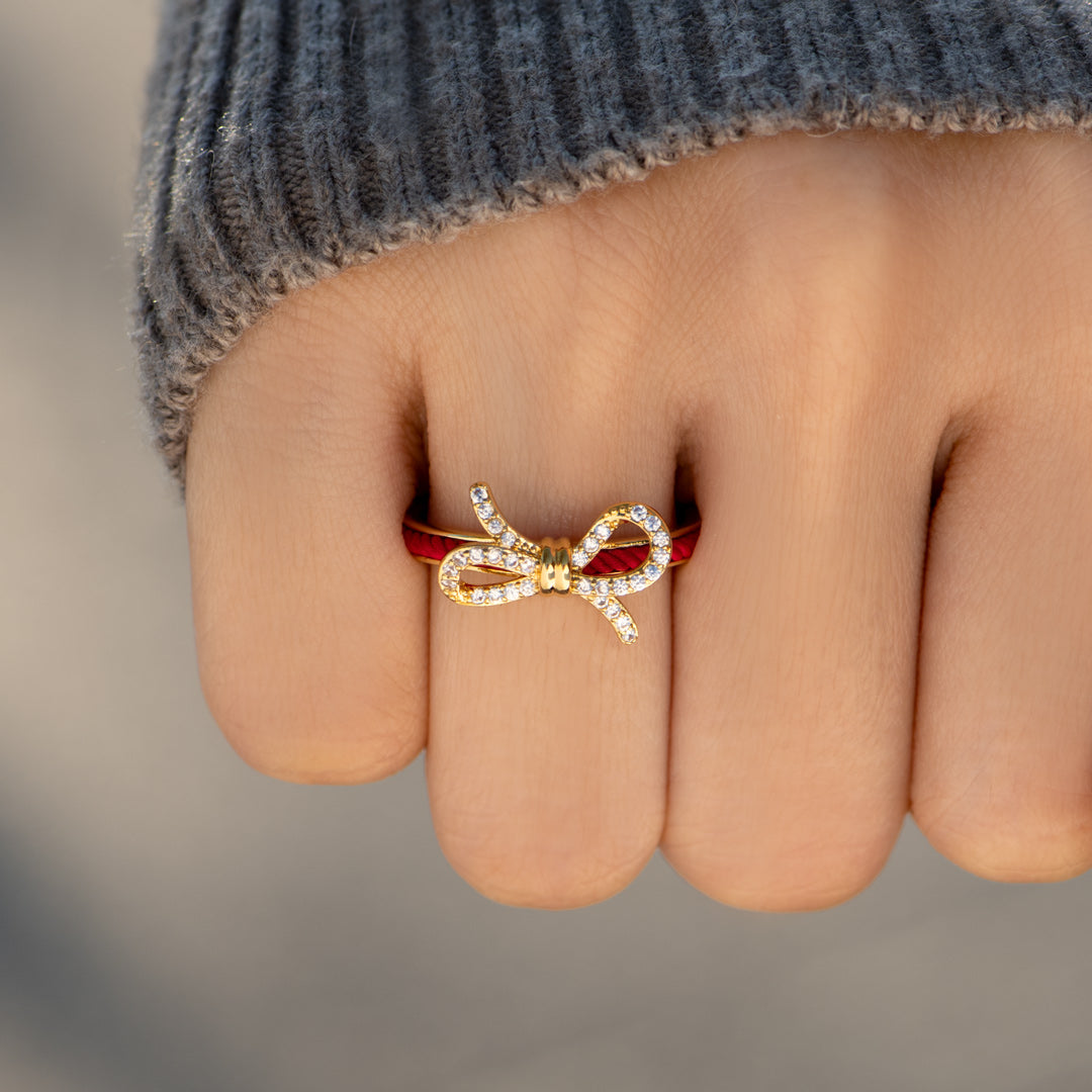 Mother Daughter Matching Red String of Fate Ring
