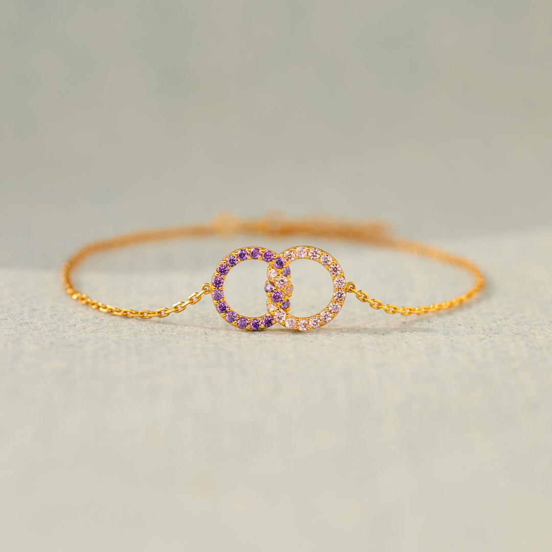 Mother & Daughter Birthstone Knitted Interlocking Bracelet
