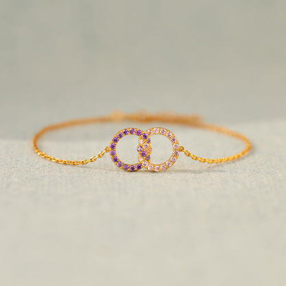 Mother & Daughter Birthstone Knitted Interlocking Bracelet