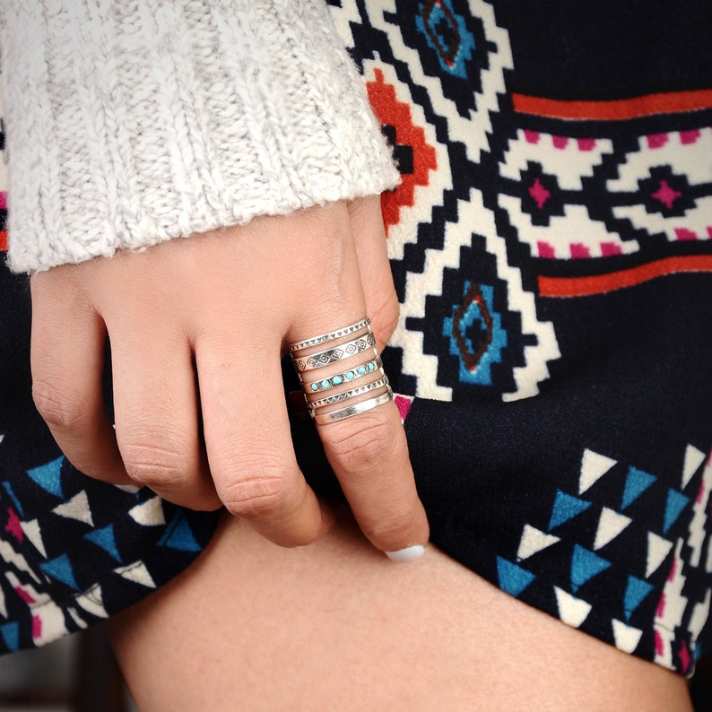 Bohemian Turquoise Engraved Ring