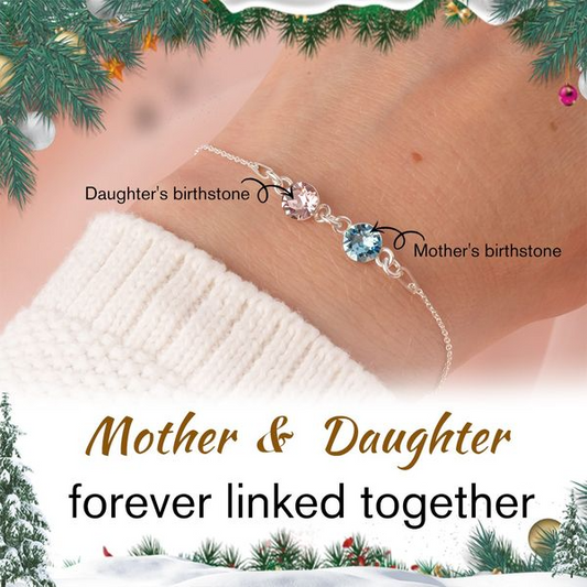Mother And Daughter Forever Linked Together Custom Birthstones Bracelet