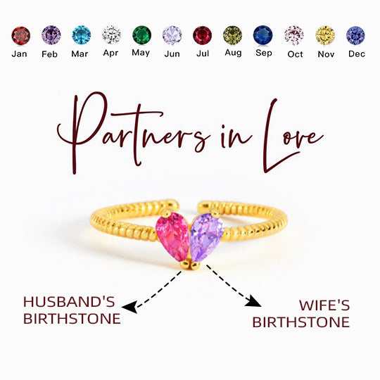 For Love - Partners In Love Heart Custom Birthstone Ring